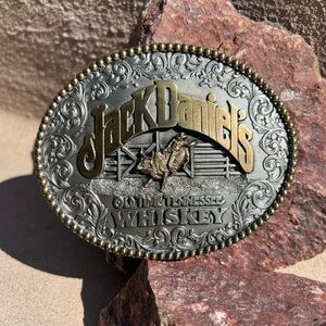 Jack Daniel’s X Rodeo Belt Buckle in silver with gold accents